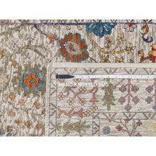 Load image into Gallery viewer, 4&#39;2&quot;x12&#39; Chalk Beige, Silk With Textured Wool, Soft and Plush Pile, Hand Knotted, Directional Vase Design, Wide Runner Oriental Rug FWR545802