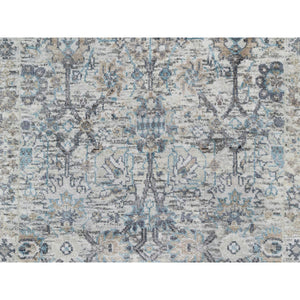 2'7"x27'7" Solstice White, Hand Knotted, Tabriz Vase With Pomegranate Design, Silk With Textured Wool, Soft And Vibrant Pile, Xl Runner Oriental Rug FWR545808