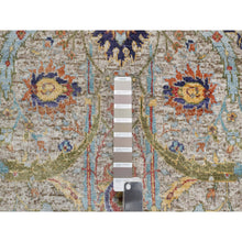 Load image into Gallery viewer, 2&#39;7&quot;x22&#39;1&quot; Oyster White, Hand Knotted, Silk With Textured Wool, XL Runner Sickle Leaf Design, Soft Pile, Oriental Rug FWR545826