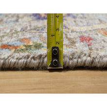 Load image into Gallery viewer, 2&#39;7&quot;x22&#39;1&quot; Oyster White, Hand Knotted, Silk With Textured Wool, Xl Runner Sickle Leaf Design, Soft Pile, Oriental Rug FWR545826