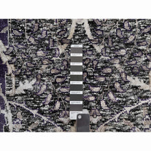 Load image into Gallery viewer, 8&#39;x8&#39; Tarmac Brown, Hand Knotted With Essence Of Black, Sickle Leaf Design, Plush And Lush, Wool And Silk, Borderless Round Oriental Rug FWR545838