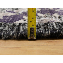 Load image into Gallery viewer, 8&#39;x8&#39; Tarmac Brown, Hand Knotted With Essence Of Black, Sickle Leaf Design, Plush And Lush, Wool And Silk, Borderless Round Oriental Rug FWR545838