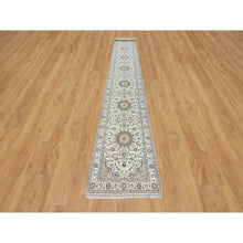 Load image into Gallery viewer, 2&#39;8&quot;x17&#39;8&quot; Daisy White, Nain with Center Flower Design, 250 KPSI, Hand Knotted, Soft Pile, Wool and Silk, XL Runner, Oriental Rug FWR545844