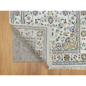 2'8"x17'8" Daisy White, Nain With Center Flower Design, 250 Kpsi, Hand Knotted, Soft Pile, Wool And Silk, Xl Runner, Oriental Rug FWR545844