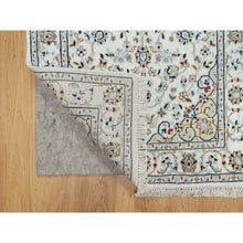 Load image into Gallery viewer, 2&#39;8&quot;x17&#39;8&quot; Daisy White, Nain with Center Flower Design, 250 KPSI, Hand Knotted, Soft Pile, Wool and Silk, XL Runner, Oriental Rug FWR545844