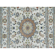 Load image into Gallery viewer, 2&#39;8&quot;x17&#39;8&quot; Daisy White, Nain with Center Flower Design, 250 KPSI, Hand Knotted, Soft Pile, Wool and Silk, XL Runner, Oriental Rug FWR545844