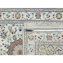 Load image into Gallery viewer, 2&#39;8&quot;x17&#39;8&quot; Daisy White, Nain with Center Flower Design, 250 KPSI, Hand Knotted, Soft Pile, Wool and Silk, XL Runner, Oriental Rug FWR545844