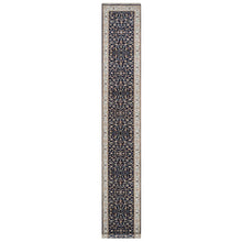 Load image into Gallery viewer, 2&#39;8&quot;x18&#39; Midnight Blue, Nain with All Over Flower Design, Soft Pile, Wool and Silk, 250 KPSI, Hand Knotted, XL Runner, Oriental Rug FWR545856