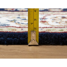 Load image into Gallery viewer, 2&#39;8&quot;x18&#39; Midnight Blue, Nain with All Over Flower Design, Soft Pile, Wool and Silk, 250 KPSI, Hand Knotted, XL Runner, Oriental Rug FWR545856