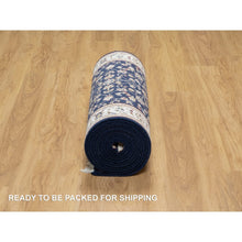 Load image into Gallery viewer, 2&#39;8&quot;x18&#39;1&quot; Graphite Blue, Nain with All Over Flower Design, Wool and Silk, 250 KPSI, Hand Knotted, XL Runner, Oriental Rug FWR545874
