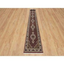 Load image into Gallery viewer, 2&#39;7&quot;x20&#39;4&quot; Scarlet Red, Tabriz Mahi With Fish Medallion Design, Pure Wool, Hand Knotted, Densely Woven, Xl Runner, Oriental Rug FWR545880