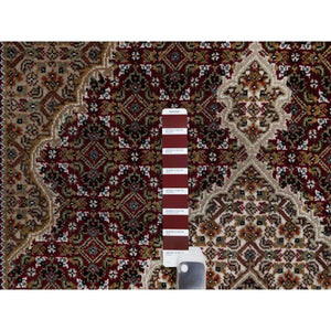 4'x6'2" Carmine Red, Densely Woven, Tabriz Mahi With Fish Medallion Design, Soft Wool, Hand Knotted, Oriental Rug FWR545898