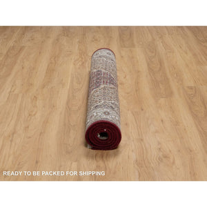 4'x6'2" Carmine Red, Densely Woven, Tabriz Mahi With Fish Medallion Design, Soft Wool, Hand Knotted, Oriental Rug FWR545898