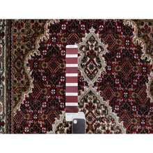 Load image into Gallery viewer, 2&#39;10&quot;x5&#39;1&quot; Mahogany Red, Natural Wool, Tabriz Mahi With Fish Medallion Design, Hand Knotted, Densely Woven, Oriental Rug FWR545904
