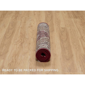 2'10"x5'1" Mahogany Red, Natural Wool, Tabriz Mahi With Fish Medallion Design, Hand Knotted, Densely Woven, Oriental Rug FWR545904