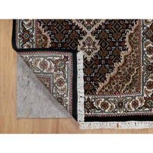 Load image into Gallery viewer, 2&#39;7&quot;x6&#39;3&quot; Rich Black, Hand Knotted, Tabriz Mahi with Fish Medallion Design, 175 KPSI, Pure Wool, Runner, Oriental Rug FWR545916