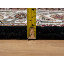 Load image into Gallery viewer, 2&#39;7&quot;x6&#39;3&quot; Rich Black, Hand Knotted, Tabriz Mahi with Fish Medallion Design, 175 KPSI, Pure Wool, Runner, Oriental Rug FWR545916