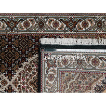 Load image into Gallery viewer, 2&#39;7&quot;x6&#39;3&quot; Rich Black, Hand Knotted, Tabriz Mahi with Fish Medallion Design, 175 KPSI, Pure Wool, Runner, Oriental Rug FWR545916