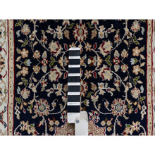 Load image into Gallery viewer, 2&#39;6&quot;x10&#39; Vulcan Blue, Nain With Center Flower Medallion Design, Hand Knotted, Wool And Silk, 250 Kpsi, Runner, Oriental Rug FWR545934
