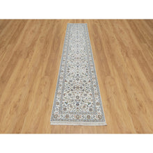 Load image into Gallery viewer, 2&#39;8&quot;x12&#39;2&quot; Pearl White, Nain With All Over Floral Design, Wool And Silk, Hand Knotted, 250 Kpsi, Runner, Oriental Rug FWR545946