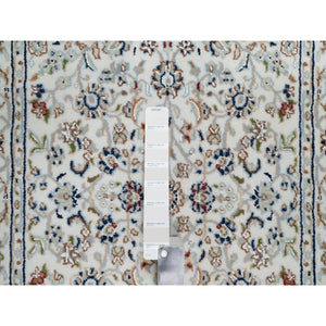 2'8"x12'2" Pearl White, Nain With All Over Floral Design, Wool And Silk, Hand Knotted, 250 Kpsi, Runner, Oriental Rug FWR545946