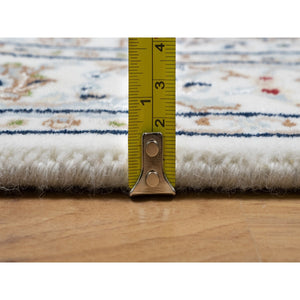 2'8"x12'2" Pearl White, Nain With All Over Floral Design, Wool And Silk, Hand Knotted, 250 Kpsi, Runner, Oriental Rug FWR545946