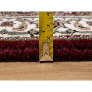 2'x3' Vermilion Red, Tabriz Mahi With Fish Medallion Design, Soft Wool, Hand Knotted, Densely Woven, Mat, Oriental Rug FWR545958
