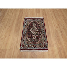 Load image into Gallery viewer, 2&#39;x3&#39; Carmine Red, Tabriz Mahi With Fish Medallion Design, Soft Wool, Hand Knotted, Densely Woven, Mat, Oriental Rug FWR545964