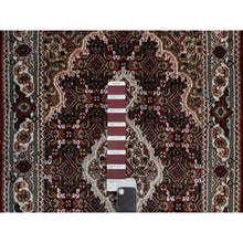 Load image into Gallery viewer, 2&#39;x3&#39; Carmine Red, Tabriz Mahi With Fish Medallion Design, Soft Wool, Hand Knotted, Densely Woven, Mat, Oriental Rug FWR545964