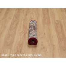 Load image into Gallery viewer, 2&#39;x3&#39; Carmine Red, Tabriz Mahi With Fish Medallion Design, Soft Wool, Hand Knotted, Densely Woven, Mat, Oriental Rug FWR545964