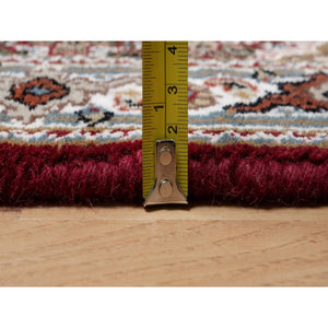 2'x3' Carmine Red, Tabriz Mahi With Fish Medallion Design, Soft Wool, Hand Knotted, Densely Woven, Mat, Oriental Rug FWR545964