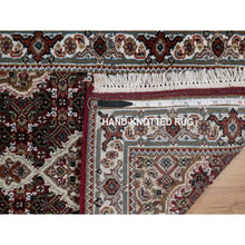 Load image into Gallery viewer, 2&#39;x3&#39; Carmine Red, Tabriz Mahi With Fish Medallion Design, Soft Wool, Hand Knotted, Densely Woven, Mat, Oriental Rug FWR545964