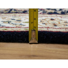 Load image into Gallery viewer, 2&#39;7&quot;x8&#39;1&quot; Midnight Blue, Wool And Silk, Nain With All Over Flower Design, Soft Pile, 250 Kpsi, Hand Knotted, Runner, Oriental Rug FWR546048