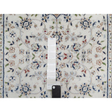 Load image into Gallery viewer, 2&#39;8&quot;x12&#39;7&quot; Powder White, Nain With Flower Medallion Design, 250 Kpsi, Soft Pile, Hand Knotted, Wool And Silk, Runner, Oriental Rug FWR546054