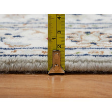 Load image into Gallery viewer, 2&#39;8&quot;x12&#39;7&quot; Powder White, Nain With Flower Medallion Design, 250 Kpsi, Soft Pile, Hand Knotted, Wool And Silk, Runner, Oriental Rug FWR546054