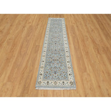 Load image into Gallery viewer, 2&#39;8&quot;x10&#39;3&quot; Light Blue, 250 KPSI, Nain with All Over Flower Design, Wool and Silk, Hand Knotted, Runner, Oriental Rug FWR546060