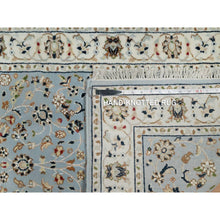 Load image into Gallery viewer, 2&#39;8&quot;x10&#39;3&quot; Light Blue, 250 KPSI, Nain with All Over Flower Design, Wool and Silk, Hand Knotted, Runner, Oriental Rug FWR546060