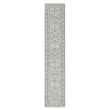Load image into Gallery viewer, 2&#39;9&quot;x14&#39; Chiffon White, Wool and Silk, Nain with All Over Flower Design, Hand Knotted, 250 KPSI, Runner, Oriental Rug FWR546066