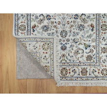 Load image into Gallery viewer, 2&#39;9&quot;x14&#39; Chiffon White, Wool and Silk, Nain with All Over Flower Design, Hand Knotted, 250 KPSI, Runner, Oriental Rug FWR546066