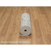 Load image into Gallery viewer, 2&#39;9&quot;x14&#39; Chiffon White, Wool and Silk, Nain with All Over Flower Design, Hand Knotted, 250 KPSI, Runner, Oriental Rug FWR546066