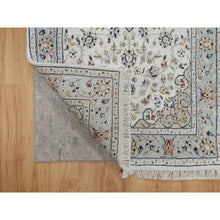 Load image into Gallery viewer, 2&#39;5&quot;x10&#39; Spring White, Nain with Center Medallion, Hand Knotted, 250 KPSI, Wool and Silk, Runner, Oriental Rug FWR546078