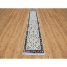 Load image into Gallery viewer, 2&#39;8&quot;x14&#39; Spring White, Nain with All Over Flower Design, 250 KPSI, Soft Pile, Wool and Silk, Hand Knotted, Runner, Oriental Rug FWR546090