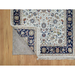 2'8"x14' Spring White, Nain with All Over Flower Design, 250 KPSI, Soft Pile, Wool and Silk, Hand Knotted, Runner, Oriental Rug FWR546090