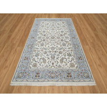 Load image into Gallery viewer, 5&#39;7&quot;x9&#39; Daisy White, Nain With All Over Flower Design, 250 Kpsi, Wool And Silk, Hand Knotted, Oriental Rug FWR546102
