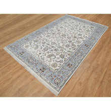 Load image into Gallery viewer, 5&#39;7&quot;x9&#39; Daisy White, Nain With All Over Flower Design, 250 Kpsi, Wool And Silk, Hand Knotted, Oriental Rug FWR546102
