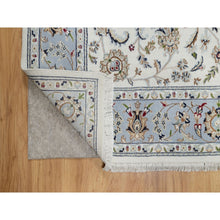 Load image into Gallery viewer, 5&#39;7&quot;x9&#39; Daisy White, Nain With All Over Flower Design, 250 Kpsi, Wool And Silk, Hand Knotted, Oriental Rug FWR546102