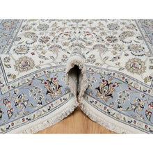 Load image into Gallery viewer, 5&#39;7&quot;x9&#39; Daisy White, Nain With All Over Flower Design, 250 Kpsi, Wool And Silk, Hand Knotted, Oriental Rug FWR546102