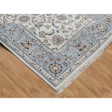 Load image into Gallery viewer, 5&#39;7&quot;x9&#39; Daisy White, Nain With All Over Flower Design, 250 Kpsi, Wool And Silk, Hand Knotted, Oriental Rug FWR546102