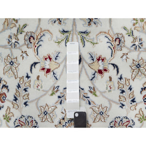 5'7"x9' Daisy White, Nain With All Over Flower Design, 250 Kpsi, Wool And Silk, Hand Knotted, Oriental Rug FWR546102