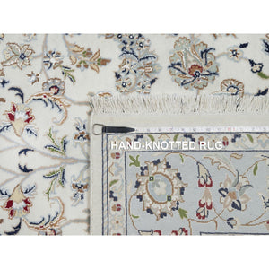 5'7"x9' Daisy White, Nain With All Over Flower Design, 250 Kpsi, Wool And Silk, Hand Knotted, Oriental Rug FWR546102